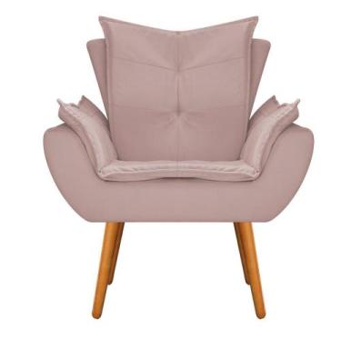 Imagem de Poltrona Decorativa Fenzzi Pés Palito Mel Sala de Espera Recepção Sued