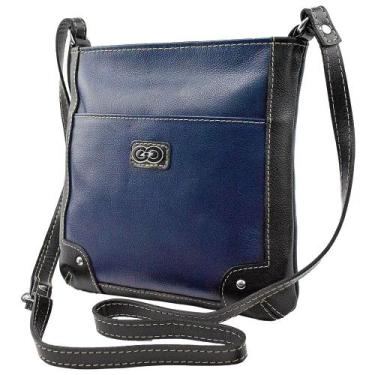 Imagem de Bolsa Tiracolo Feminina MONZA em Couro Galvani, Azul