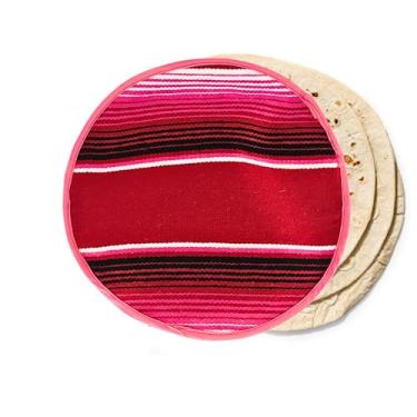 Imagem de Autêntico porta-tortilha mexicana de pano. Tortillera Mexicana forno de micro-ondas seguro para milho, taco de farinha, burrito, quesadilla, pão e roti. Tortillero Mexicano (Rosa Mexicano)