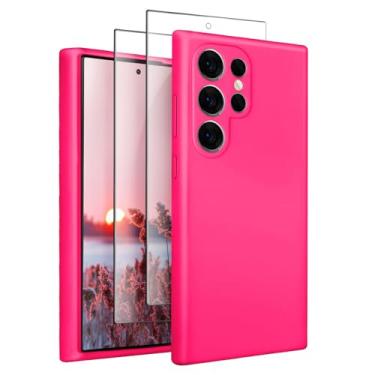 Imagem de SUW Capa para Samsung Galaxy S24 Ultra com 2 protetores de tela [proteção total da câmera], forro de microfibra macio antiarranhões dentro, capa protetora de silicone à prova de choque para S24 Ultra,