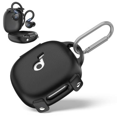 Imagem de WADVCU Capa para [Secure Lock] Soundcore Sport X20, capa protetora de silicone macio resistente a arranhões com design visível para Soundcore Sport X20 da Anker Capa de carregamento com mosquetão