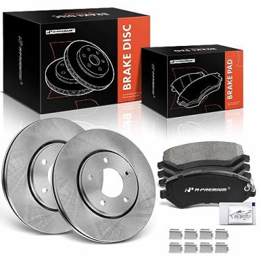 Imagem de A-Premium Rotores de freio a disco ventilados frontais de 11,06 polegadas (281 mm) + kit de pastilhas de cerâmica compatível com modelos selecionados Dodge e Chrysler - Grand Caravan 2001-2005,