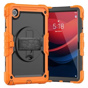 Imagem de Capa de proteção à prova de quedas com suporte de rotação de 360° e alça [suporte de caneta] e capa protetora de tela para tablet Lenovo Tab M11/Tab K11 LTE (TB-330FU/330XU) 11 polegadas (laranja)