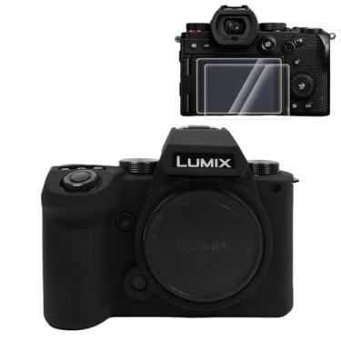 Imagem de Rieibi Capa de silicone para câmera Panasonic Lumix DC-S5II /Panasonic Lumix DC-S5IIX com 2 películas protetoras, capa leve para câmera Panasonic Lumix S5 II X/Panasonic Lumix S5 II