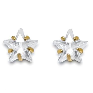 Imagem de Brinco Estrela de Zirconia Banhado a Ouro 18K  - Dril Semijoias