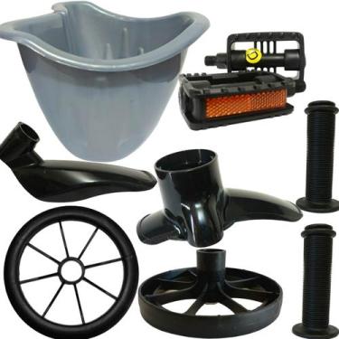 Imagem de Kit Cestinha Manopla Rodinha avulsa Para Lama Bike 16 Nathor, Cinza