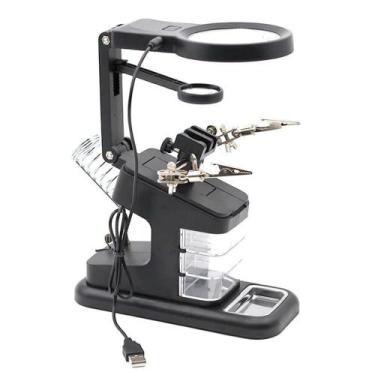 Imagem de Lupa Terceira Mão com Suporte e Iluminação de LED para Aplicação de So