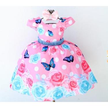 Imagem de Vestido Infantil Floral Borboletas Jardim Luxo - pingo de gente, 16, R