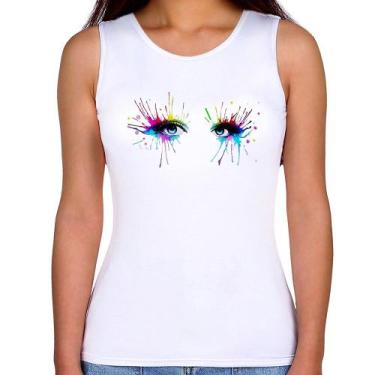 Imagem de Regata Feminina Olhos Cores Pintura - Foca na Moda, Branco, G