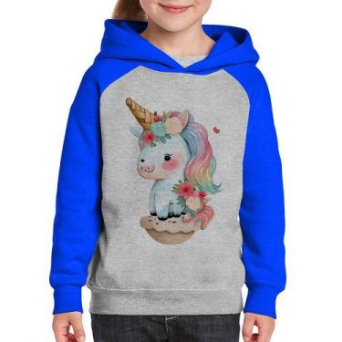 Imagem de Moletom Infantil Unicórnio Bebê - Foca na Moda, Cinza, Azul, 4