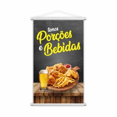Imagem de Banner Temos Porções e Bebidas Lanches Restaurante 60x40cm - PlimShop
