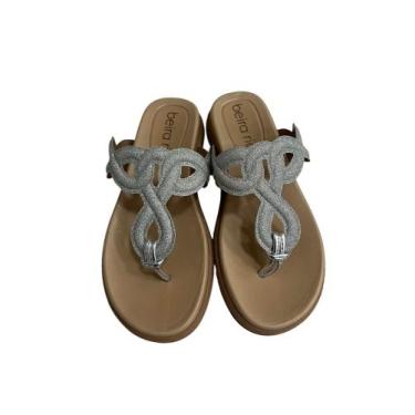 Imagem de Papete Feminina Beira Rio Glitter Brilhos Anatômica, Prata, 36