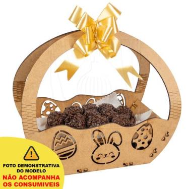 Imagem de Cesta P Páscoa Mdf Ifood Presente Chocolate Ovo - Madelumi