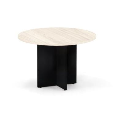 Imagem de Mesa Reunião Redonda Pé Painel P25 Pandin 1,10 M Casablanca e Preto