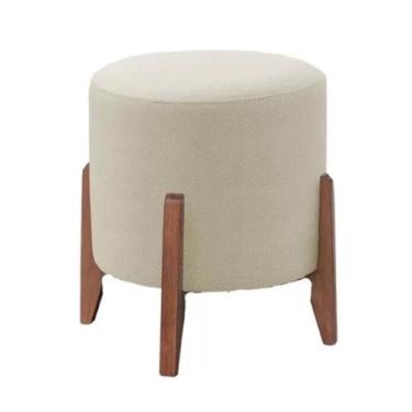 Imagem de Puff Redondo Luxo Thor 3 Pés Em Madeira - Lobo Shopp