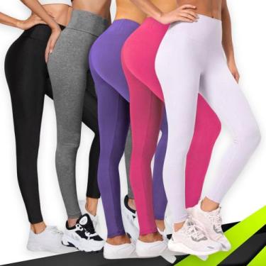 Imagem de Kit c/ 5 CALÇAS LEG Legging BASICA Cintura Alta Fitness Treino Casual 