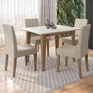 Imagem de Mesa de Jantar Retangular Poliman Kate com 4 Cadeiras Estofadas e Revestidas em Suede
