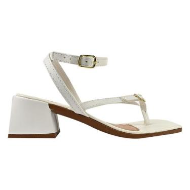 Imagem de Sandália Feminino Tamanco de Dedo Saltinho Baixo Confortável Bico Quad