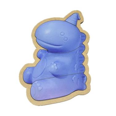 Imagem de Brinquedo Infantil Educativo Quebra Cabeça Dinossauro Azul Madeira Mdf