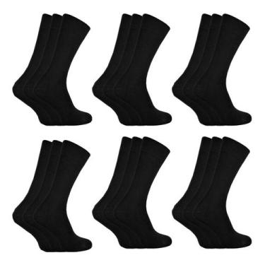 Imagem de Kit 12 Pares De Meia Social Masculina Longa Preta Meias Atacado - NINH