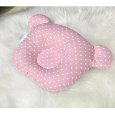 Imagem de Travesseiro Almofada Rn Bebê Anatômico - Corações ROSE - CLICK TUDO