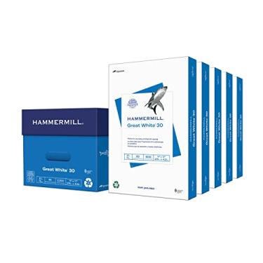 Imagem de Hammermill Papel de impressora, ótimo branco 30% papel reciclado, resma de 28 x 43 – 5 (2.500 folhas) – 92 brilhantes, feito nos EUA, 086750C