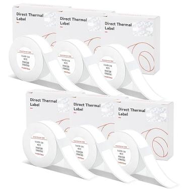 Imagem de Fitas de etiquetagem para impressora NIIMBOT D11/D110/D101, 6 rolos 0,59" x 1,18" papel de impressão de etiqueta D11 adaptado, D110 papel adesivo térmico impermeável fita de etiquetagem autoadesiva