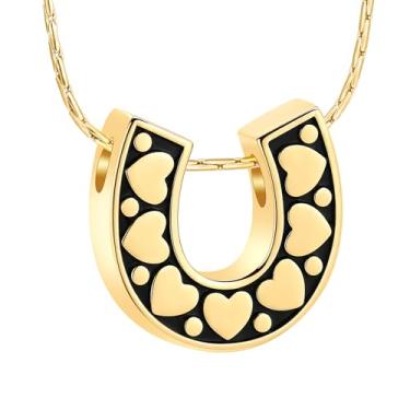 Imagem de constantlife Joias de cremação para cinzas, urna em ferradura, colar para mulheres e homens, pingente memorial de animais de estimação, suporte de cinzas, lembrança de funeral, Aço inoxidável, aço