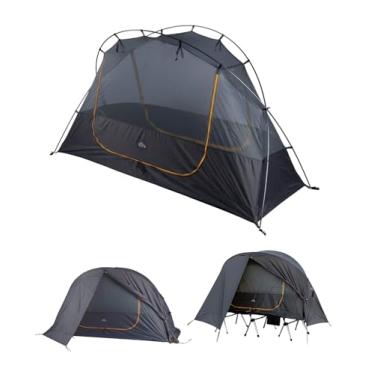 Imagem de iClimb Barraca solo ultraleve para 4 estações à prova d'água com saia de neve com mosca de chuva, barraca para mochilão, acampamento, trilha, montanhismo (cinza)