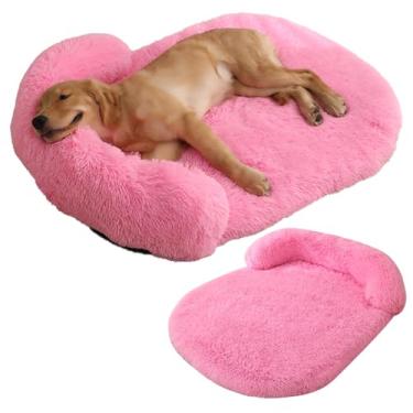 Imagem de Cama de cachorro para cães de médio e grande porte, cama de cachorro fofa de pele sintética, móveis de caixa de cachorro, cama de cachorro lavável à prova d'água, cama de espuma(Glossy Pink,XL)