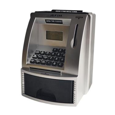 Imagem de menolana Cofrinho ATM para crianças, caixa de economia de dinheiro com senha, brinquedos educativos, banco de dinheiro eletrônico para idades de 3, 4, 5, 6, 7, Argento