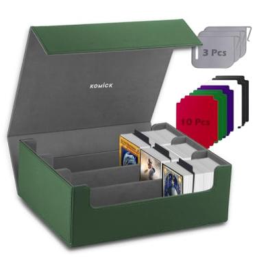 Imagem de Komick Caixa de cartas 1800+ – Caixa de cartão de troca de couro PU forrada MTG Deck Box, caixa de cartão para YuGiOh Deck, Bloomburrow MTG, beisebol, Fnal Fantasy MTG, caixa de baralho de