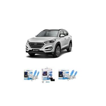 Imagem de Farol New Tucson 2017 A 2019 Kit Lampada Alto Baixo E Milha - Blue Lio