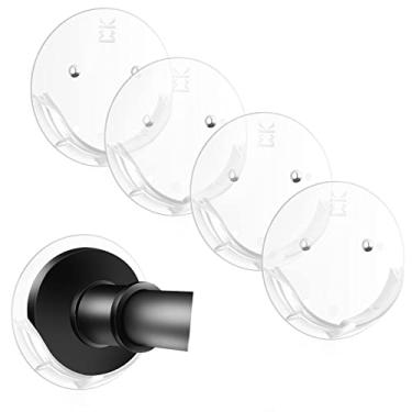 Imagem de Suporte de varão de cortina de chuveiro para parede – Retentor de haste de tensão adesivo para banheiro com suporte amplo, inclui fitas fortes para não perfurar montagem rápida e 304 parafusos para instalação permanente (brilhante)