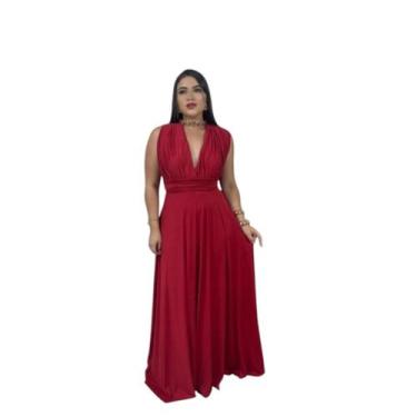 Imagem de Vestido Longo Plus Size Versátil Moda Feminina - MISS FLOWER, Vermelho