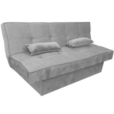 Imagem de Sofá Cama Zurich em Veludo com Baú 2 Lugares 182cm Luxury Cor Cinza - 