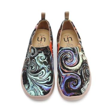 Imagem de UIN Sapatos femininos artísticos sem cadarço vibrantes florais casuais mocassins leves e confortáveis para viagem, Noite estrelada, 38
