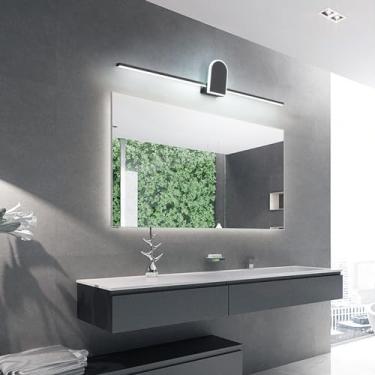 Imagem de Luminárias de vaidade do banheiro Moderno Alumínio LED Luzes de arandela de montagem na parede para iluminação de espelho Lâmpadas de cabeceira de quarto interno (Preto, L111*W15*H5 cm)