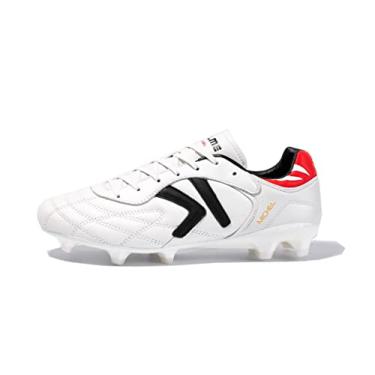 Imagem de KELME Chuteiras de futebol masculinas FG - Pro couro de bezerro - Botas de futebol masculinas para ambientes externos/internos unissex tamanhos adultos, Branco, 42
