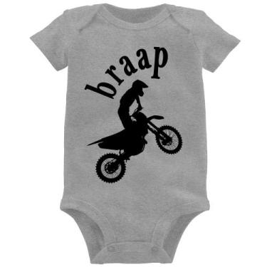 Imagem de Body Bebê Motocross Braap - Foca na Moda, Cinza, P