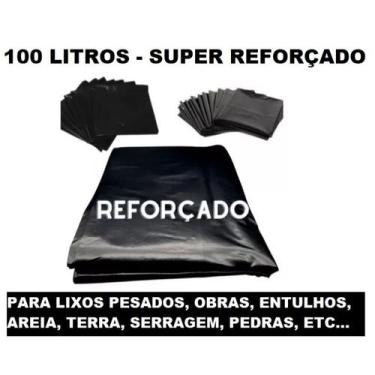 Imagem de 10 SACOS de LIXO 100L Super Reforçado Para Entulhos, Construções, Arei