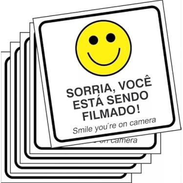 Imagem de 5 Placas Monitoramento Sorria Você Está Sendo Filmado 15x15