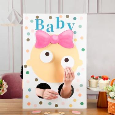 Imagem de VioraWhite Jogos de chá de bebê Pin the Senses on Face Baby Shower Game Gender Reveal Games Bridal Shower Games Funny Activities for Boy or Girl Fun and Easy Baby Shower Games Placa de chá de bebê