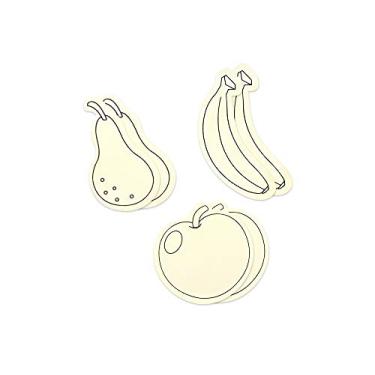 Imagem de Fruit Medley (Banana, maçã e pérola) formas de recorte de madeira artesanato faça-você-mesmo inacabado - 6 peças