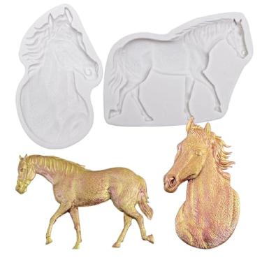 Imagem de Molde de resina de cavalo, moldes de bolo em forma de cabeça de cavalo, molde de silicone de chocolate para fundição de resina, decoração de bolos, fondant, doces, cupcake, pasta de goma de polímero,