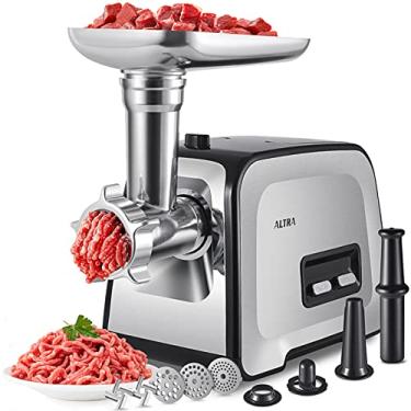 Imagem de ALTRA LIFE Meat Grinder, Sausage Stuffer, [2800W Max] Electric Meat Mincer with Stainless Steel Blades & 3 Grinding Plates,Sausage Maker & Kubbe Kit for Home Kitchen & Commercial Using (MG090-S)