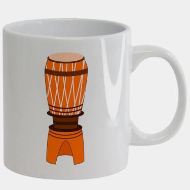 Imagem de Caneca Branca de Porcelana 325ml ATABAQUE TAMBOR DESENHO UMBANDA