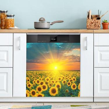 Imagem de Tampa magnética para máquina de lavar louça QUGRL Sunflower Fields Sunset