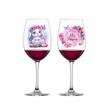 Imagem de Jogo 2 Taças De Vinho 465ml Transparente Resistente Feliz Páscoa Ovos Delicado Moderno Eventos Água Sucos Luxuoso