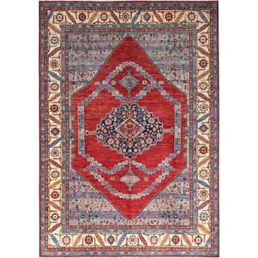 Imagem de Shahbanu Rugs Tapete Abrash Oriental Afegão Distinto Afegão Atado à Mão Vermelho Fire Brick (10'x14'10.2 cm)